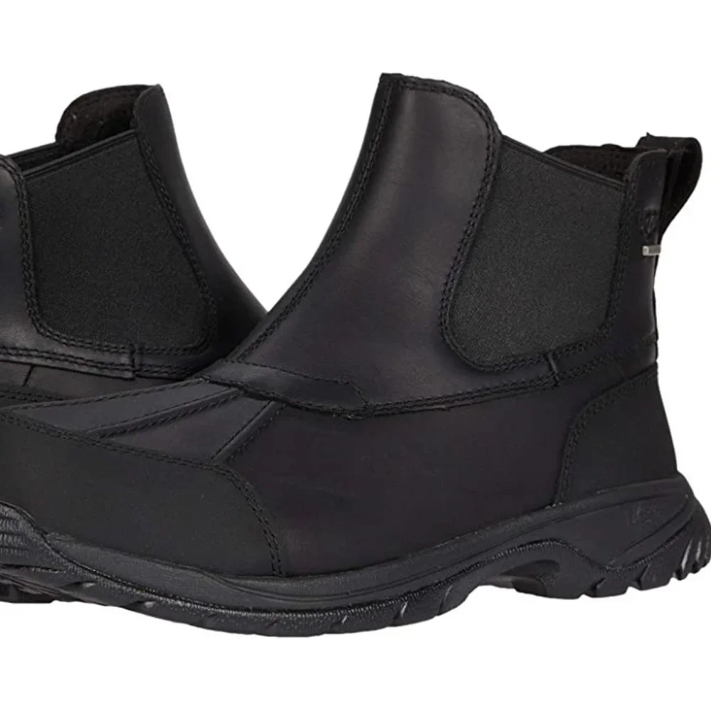 UGG Butte Chelsea leather fur waterproof black boot. Size: 11